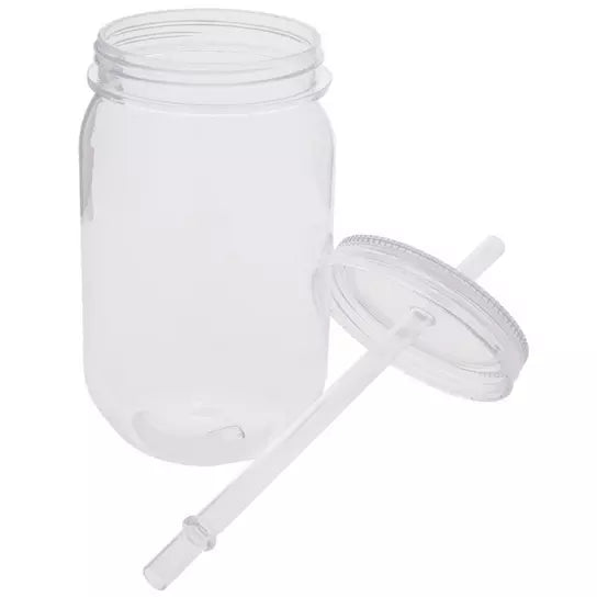 Plastic Mason Jars With Straws 24oz. Cup