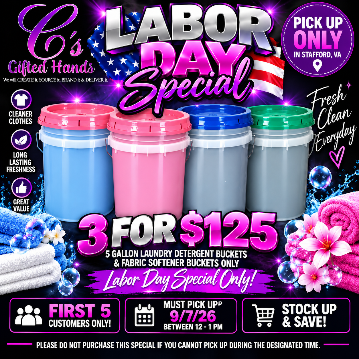 Labor Day Special Only 3 For $125