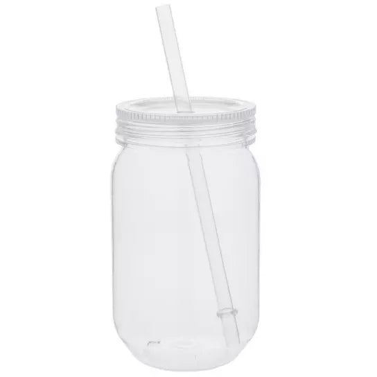 Plastic Mason Jars With Straws 24oz. Cup