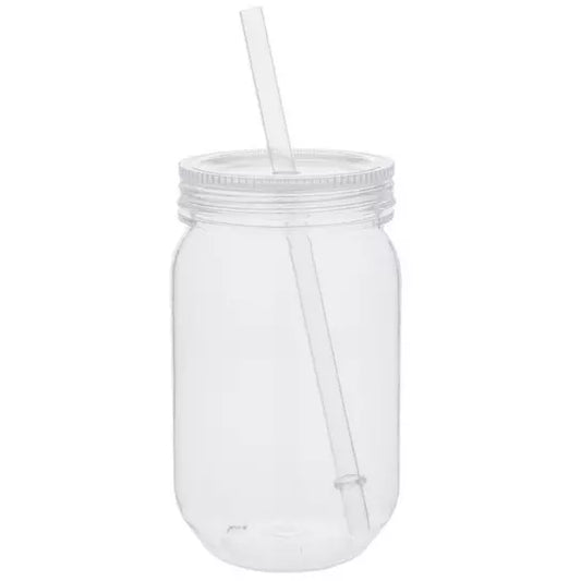 Plastic Mason Jars With Straws 24oz. Cup